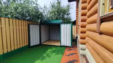 Два хозблока для садовой техники и инвентаря в двойной расцветке в дер. Лужки, Краснопахорский р-н, Троицкий адм.окр, г. Москва